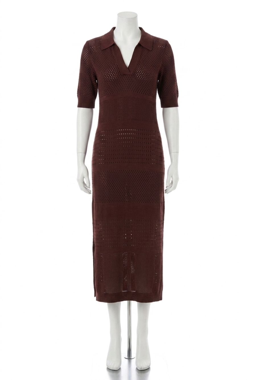 NEW JOSEPH RIBKOFF sweater knit midi straight dress in mahogany